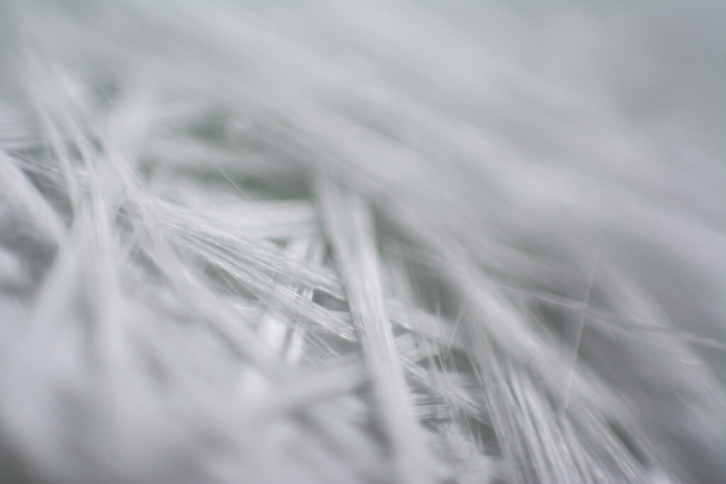 White glass fiber composite macro zoom close up